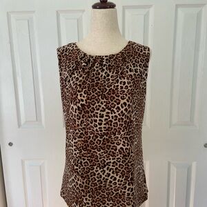 Roz & Ali Brown Leopard Print Blouse